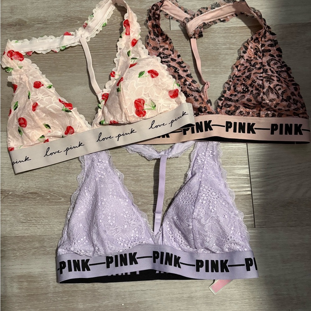 PINK Victoria's Secret Lace Bralette Trio